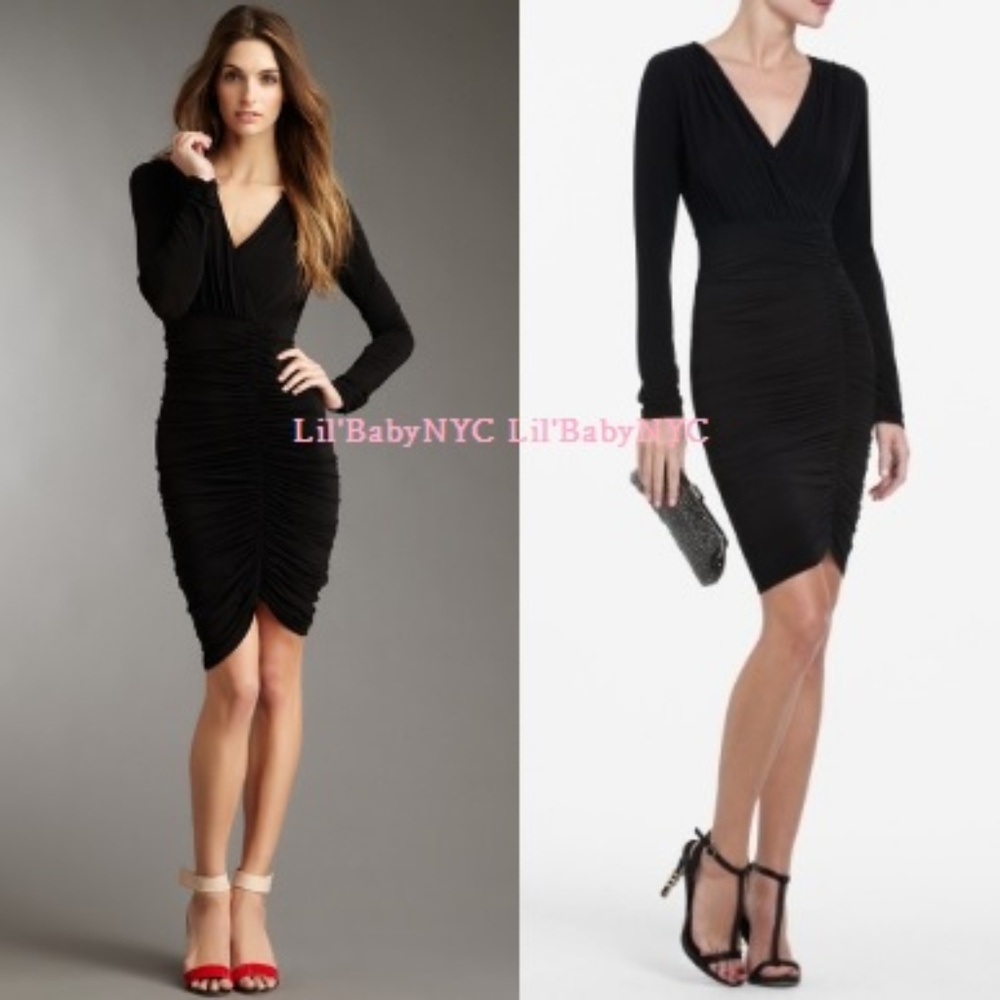 EUC BCBG Black Faux Wrap Dress XS
